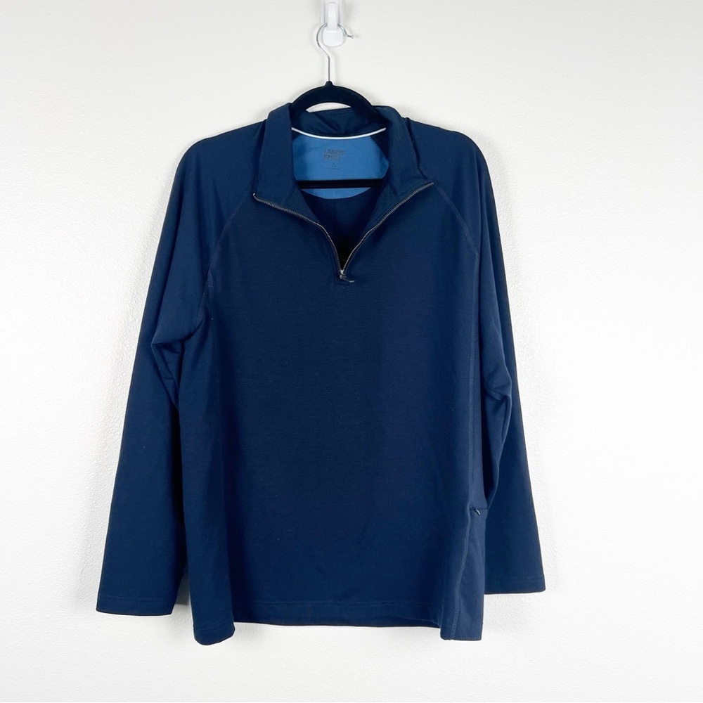 Lands End 1/4 Zip‎ Pullover Navy Sz M